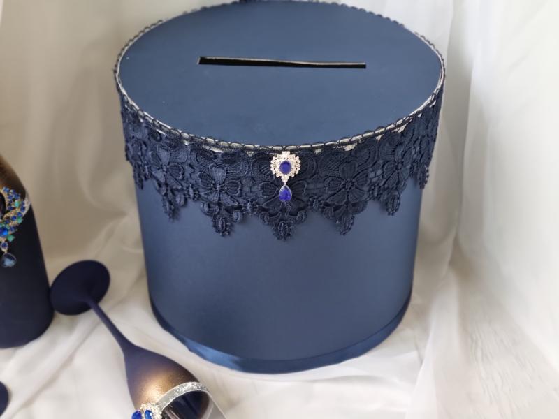 Сватбена кутия за подаръци - "Злато и сапфир "