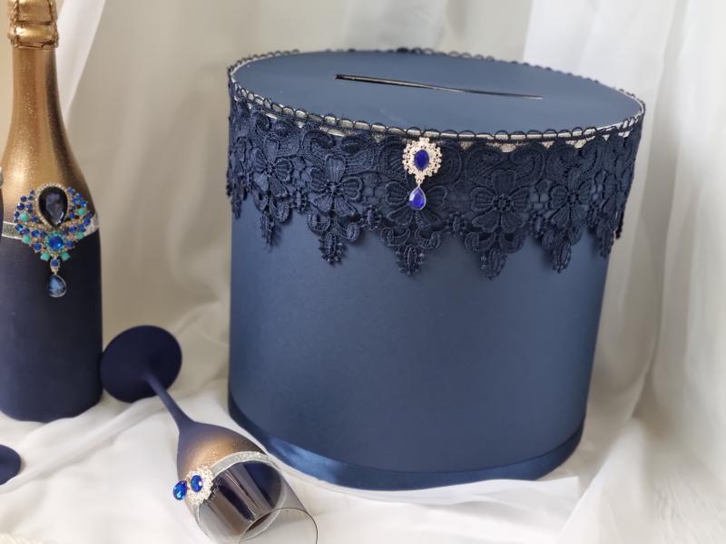 Сватбена кутия за подаръци - "Злато и сапфир "