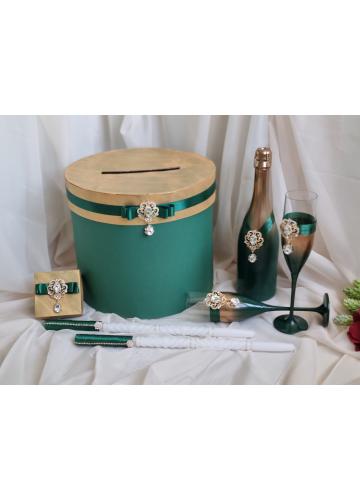 Сватбен комплект "Изумруд и злато"