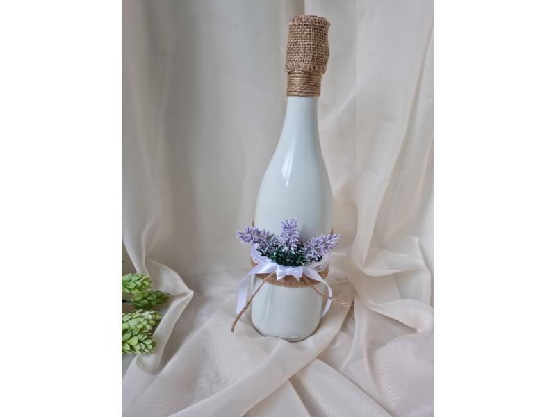 Сватбен комплект ритуални чаши и шампанско - " С мириз на лавандула " 