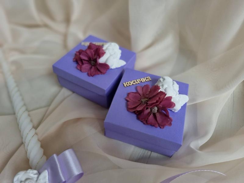 Комплект за кръщене "Лилав хризантема"