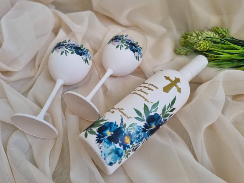 Бутилка тип покана "Синя теменужка"