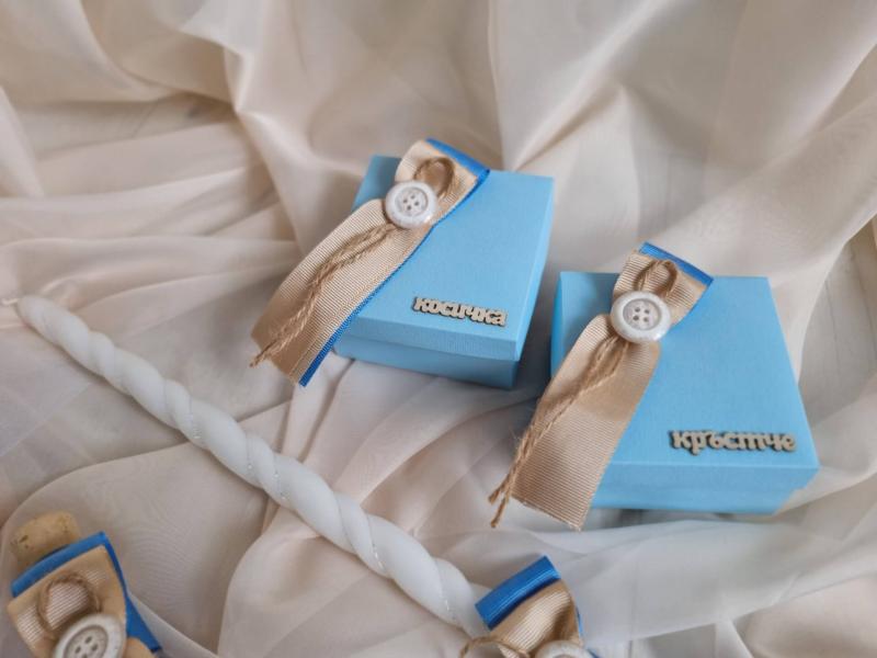 Комплект за кръщене "Синьо копче"